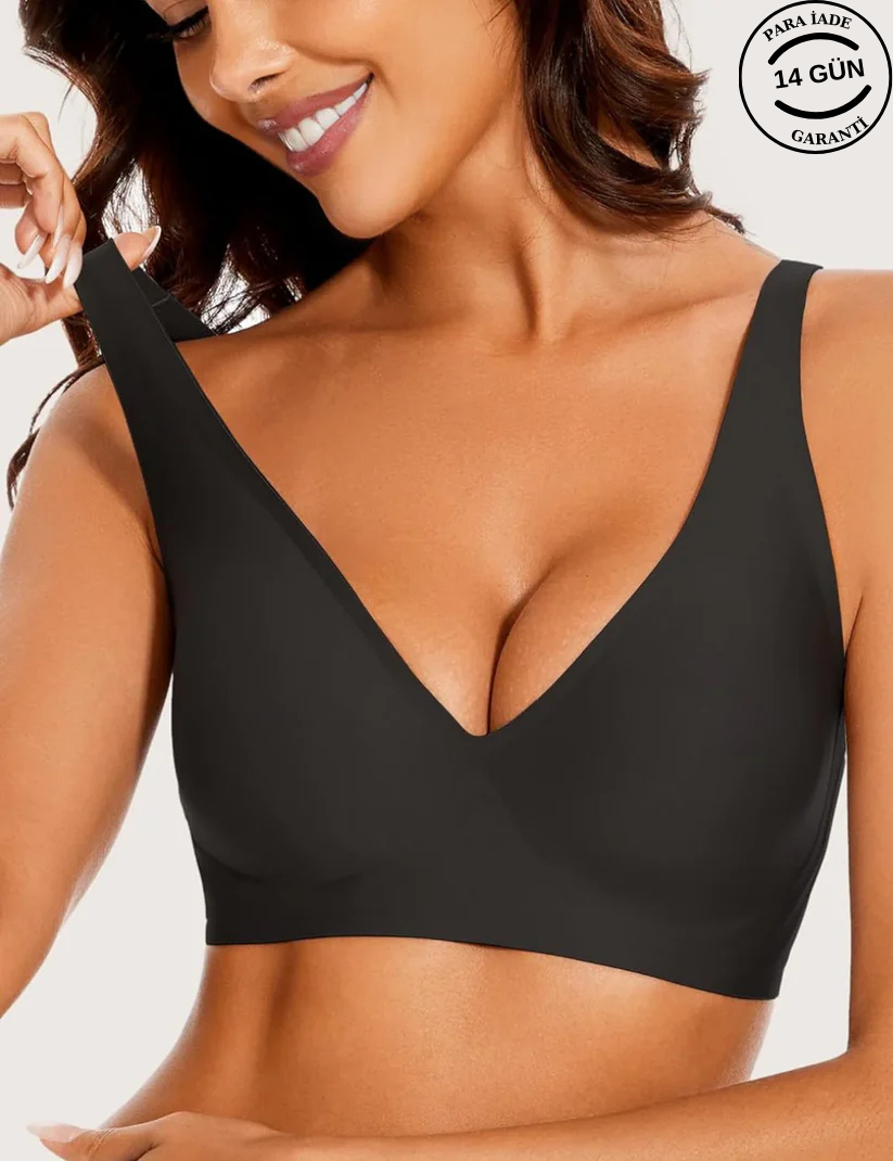 Derin V Yaka Destekli Dikişsiz Telsiz Jel Sütyen