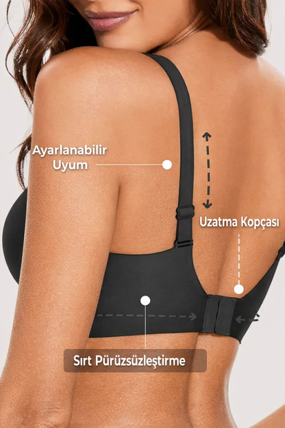 Derin V Yaka Destekli Dikişsiz Telsiz Jel Sütyen