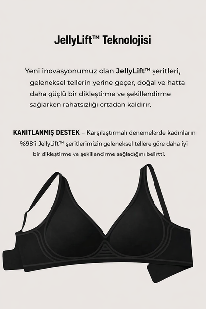 Derin V Yaka Destekli Dikişsiz Telsiz Jel Sütyen